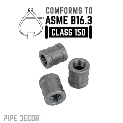 PIPE DECOR 3/8 in. black iron coupling pipe fitting, view 4