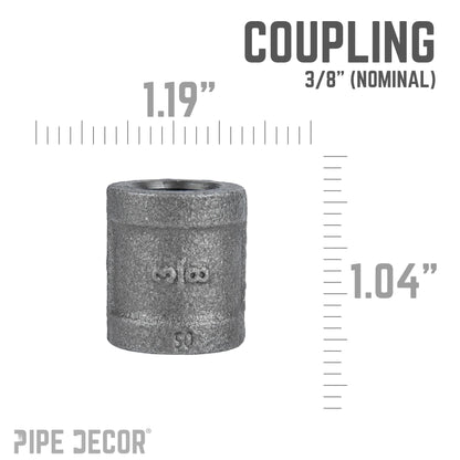PIPE DECOR 3/8 in. black iron coupling pipe fitting, view 2