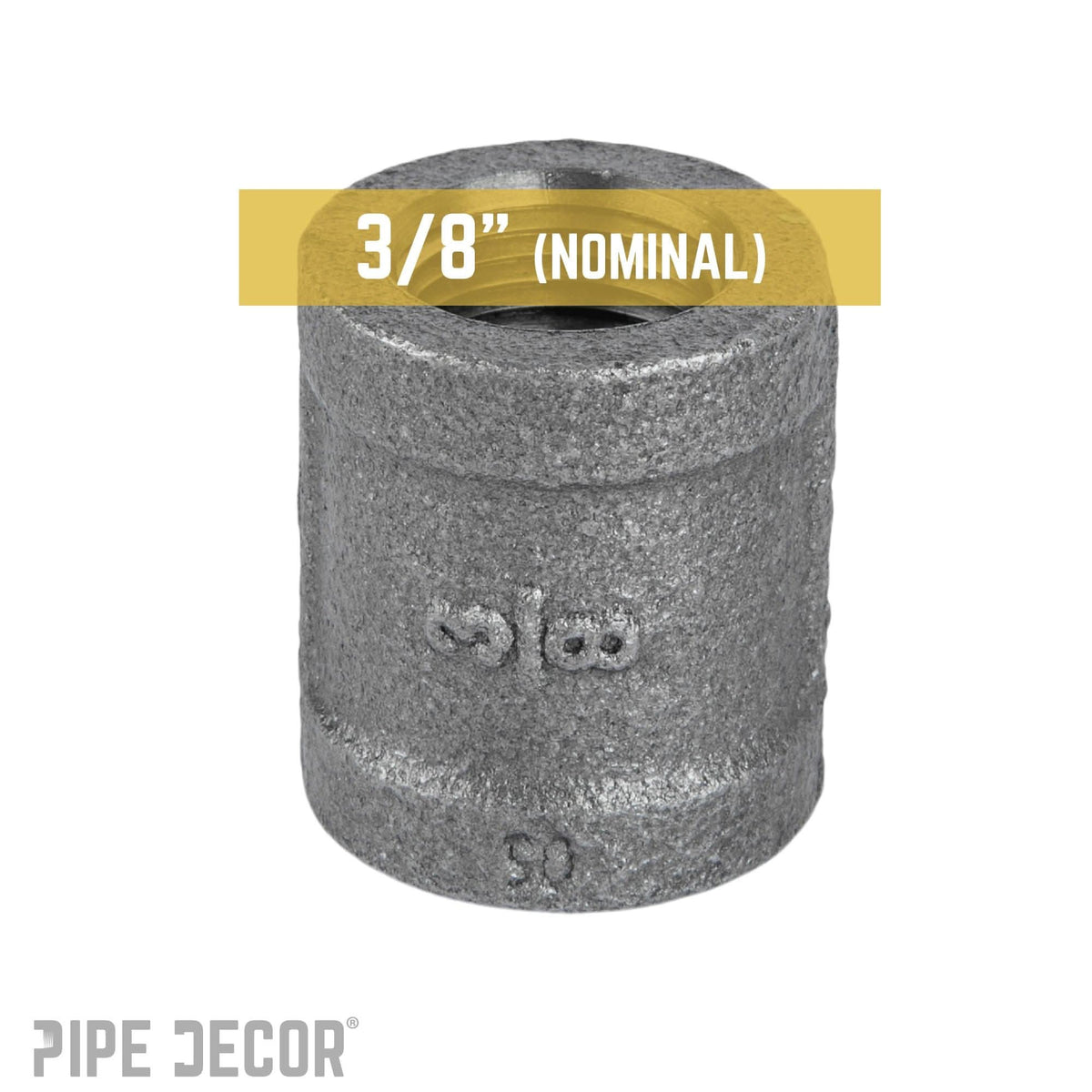 PIPE DECOR 3/8 in. black iron coupling pipe fitting, view 3