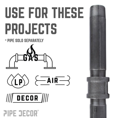 PIPE DECOR 3/8 in. black iron coupling pipe fitting, view 5