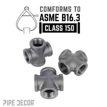 PIPE DECOR 1 in. black iron cross pipe fitting, view 4