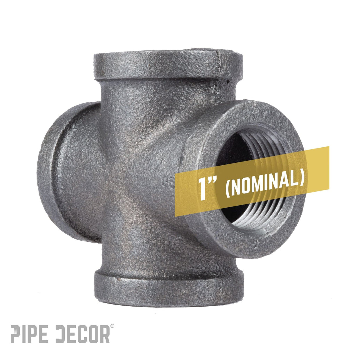 PIPE DECOR 1 in. black iron cross pipe fitting, view 3