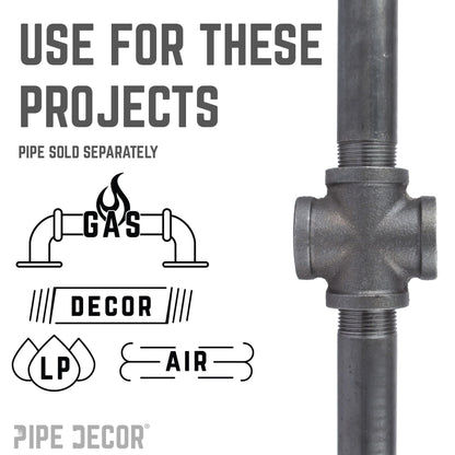 PIPE DECOR 1 in. black iron cross pipe fitting, view 5