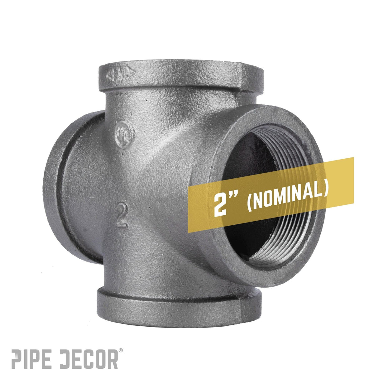 PIPE DECOR 2 in. black iron cross pipe fitting, view 3