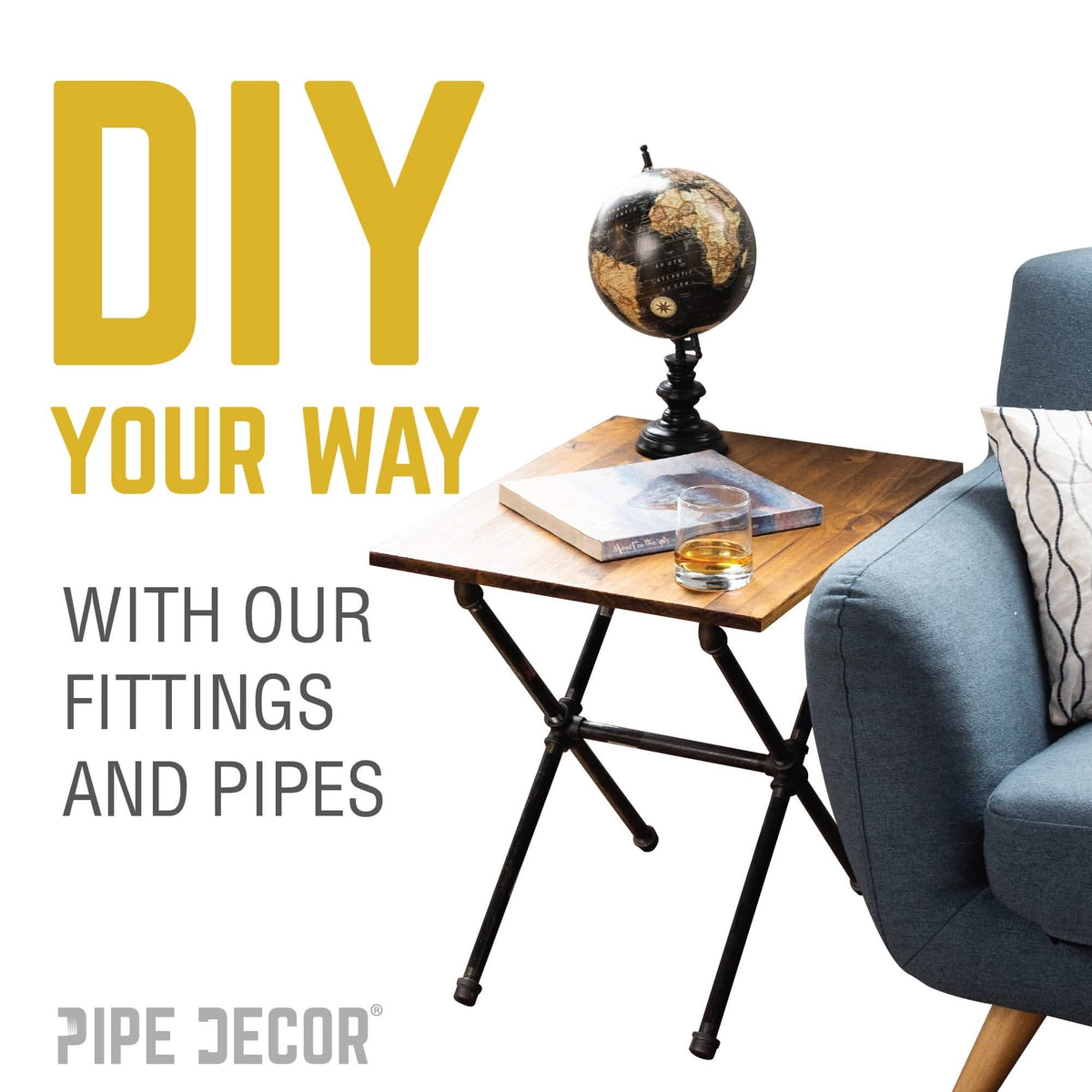 PIPE DECOR 2 in. black iron cross pipe fitting, view 6