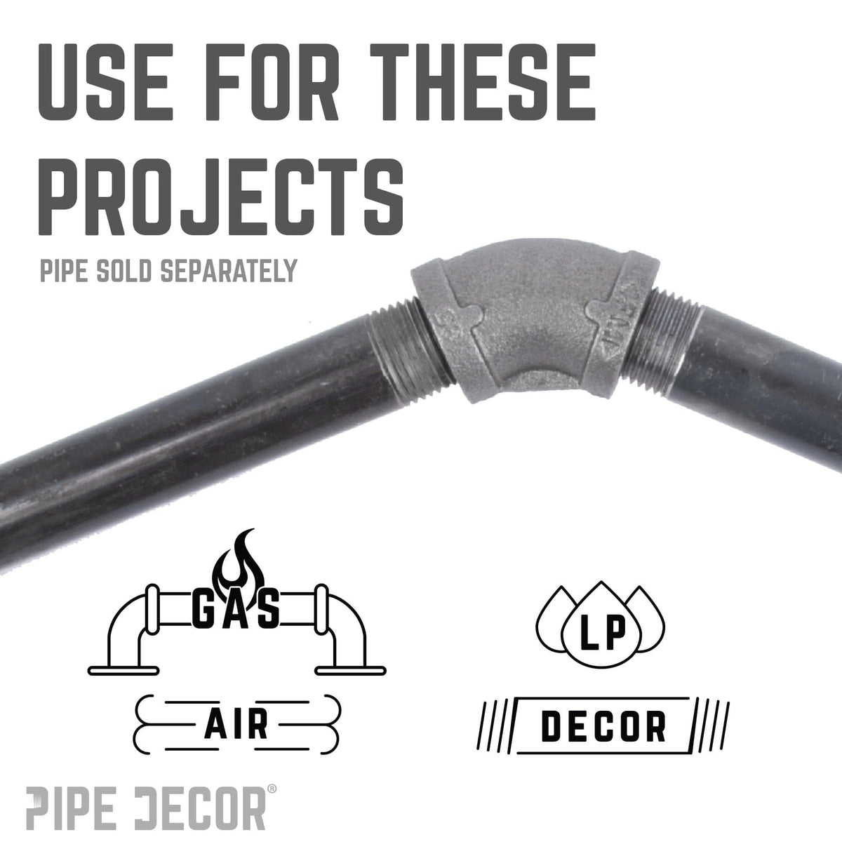 PIPE DECOR 3/4 in. black iron 45 degree elbow pipe fitting, view 5