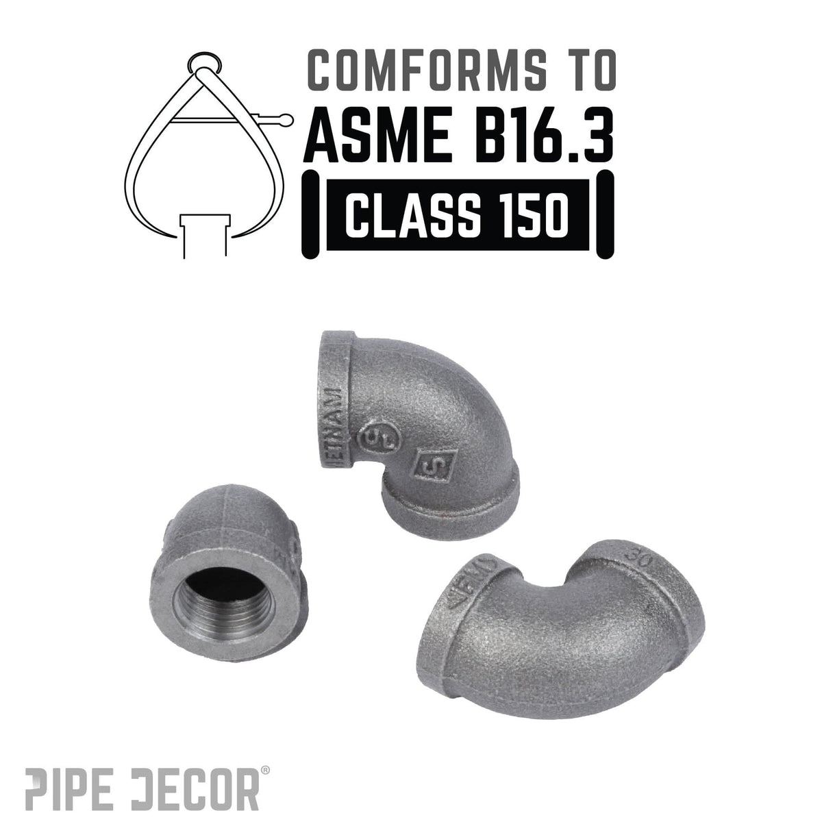PIPE DECOR 1/4 in. black iron 90 degree elbow pipe fitting, view 4