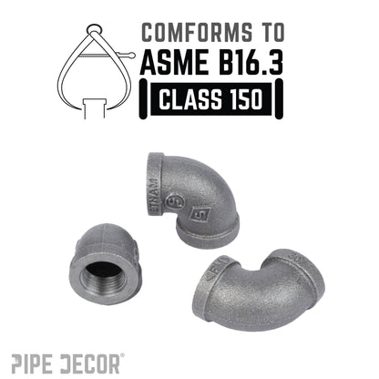 PIPE DECOR 1/4 in. black iron 90 degree elbow pipe fitting, view 4