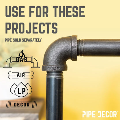 PIPE DECOR 1 in. black iron 90 degree elbow pipe fitting, view 5