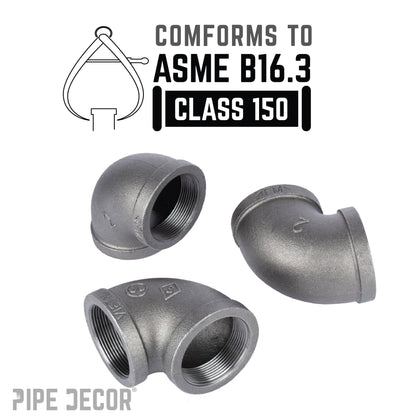 PIPE DECOR 2 in. black iron 90 degree elbow pipe fitting, view 4