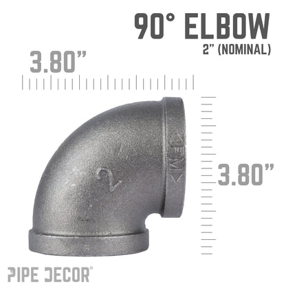 PIPE DECOR 2 in. black iron 90 degree elbow pipe fitting, view 2