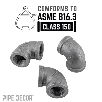 PIPE DECOR 3/4 in. black iron 90 degree elbow pipe fitting, view 4