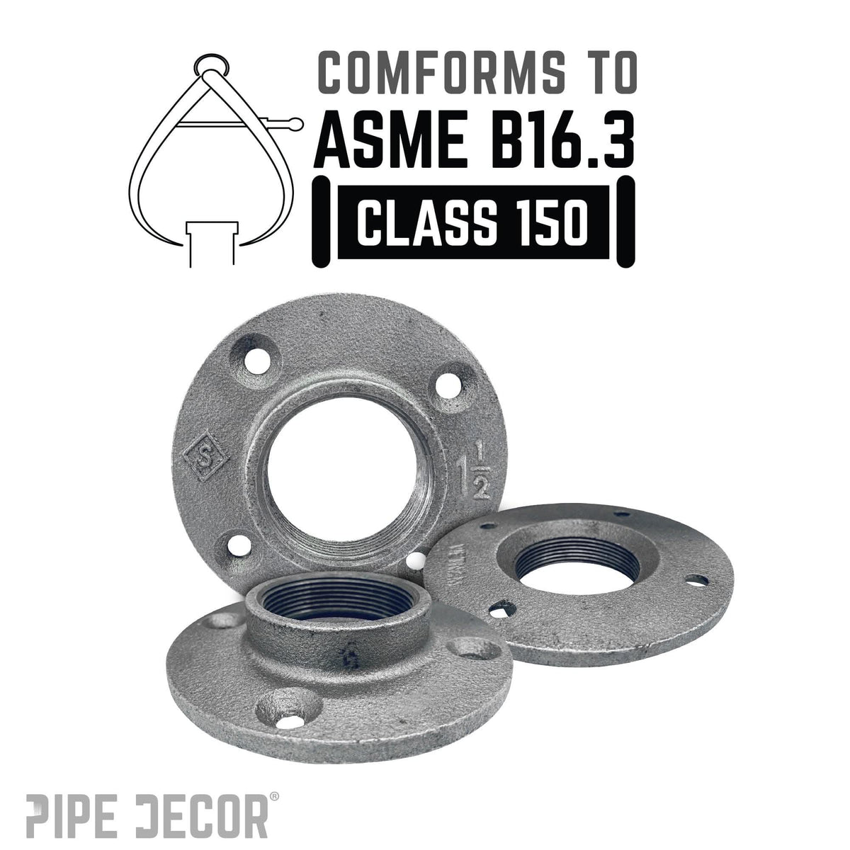 PIPE DECOR 1-1/2 in. black iron floor flange pipe fitting