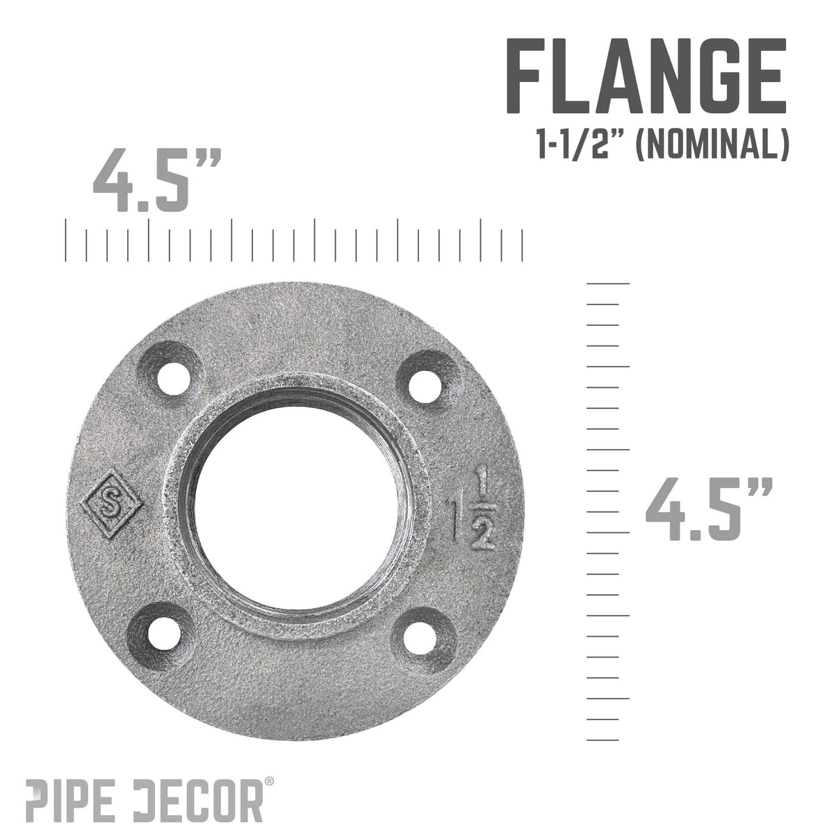 PIPE DECOR 1-1/2 in. black iron floor flange pipe fitting