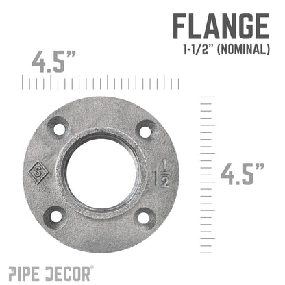 PIPE DECOR 1-1/2 in. black iron floor flange pipe fitting
