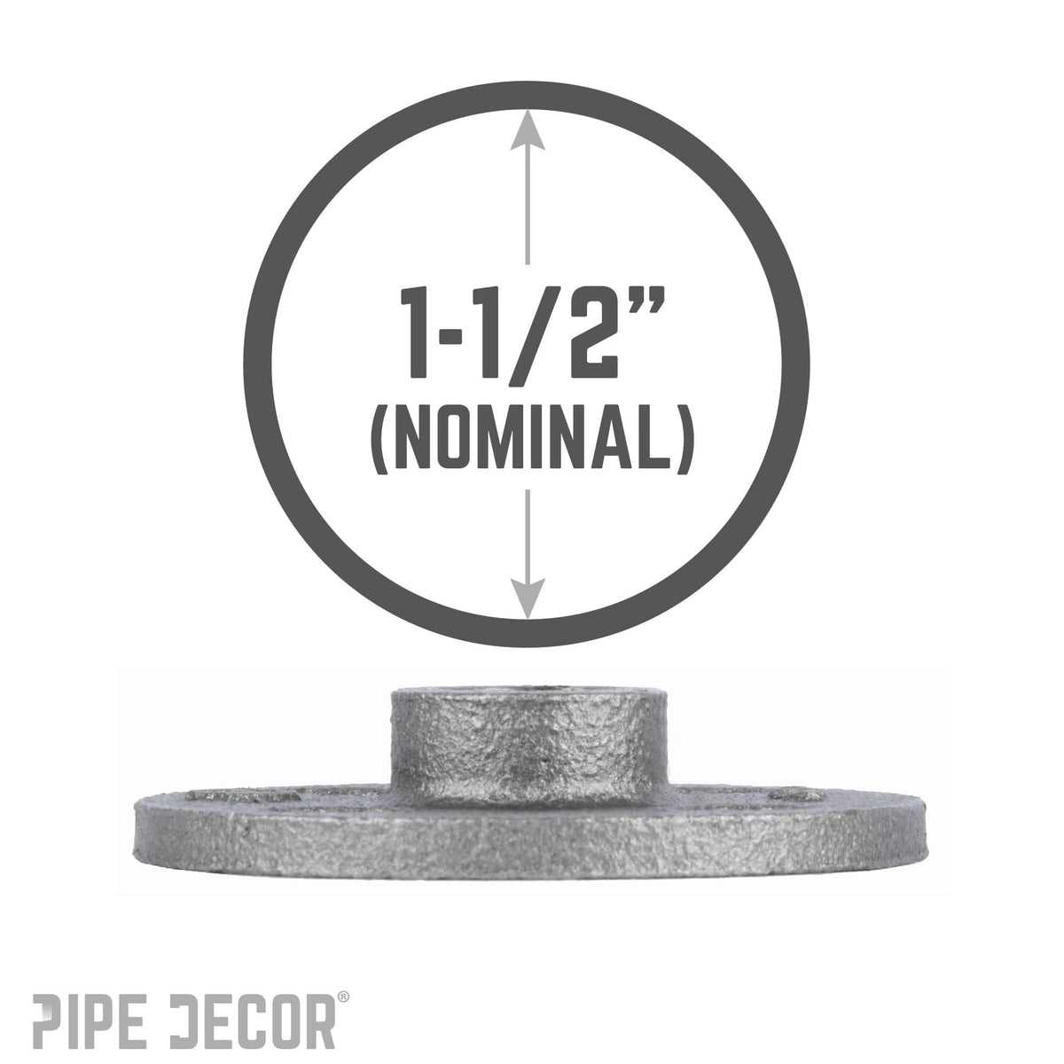 PIPE DECOR 1-1/2 in. black iron floor flange pipe fitting