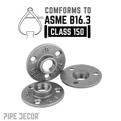 PIPE DECOR 1/2 in. black iron mini flange pipe fitting, view 4