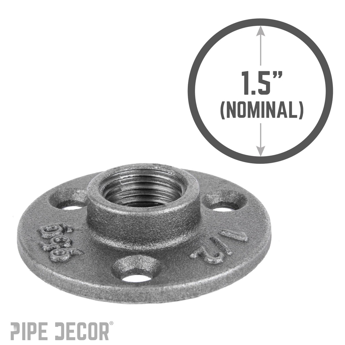 PIPE DECOR 1/2 in. black iron mini flange pipe fitting, view 3