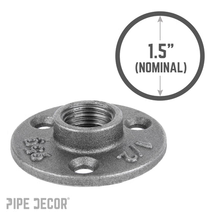 PIPE DECOR 1/2 in. black iron mini flange pipe fitting, view 3