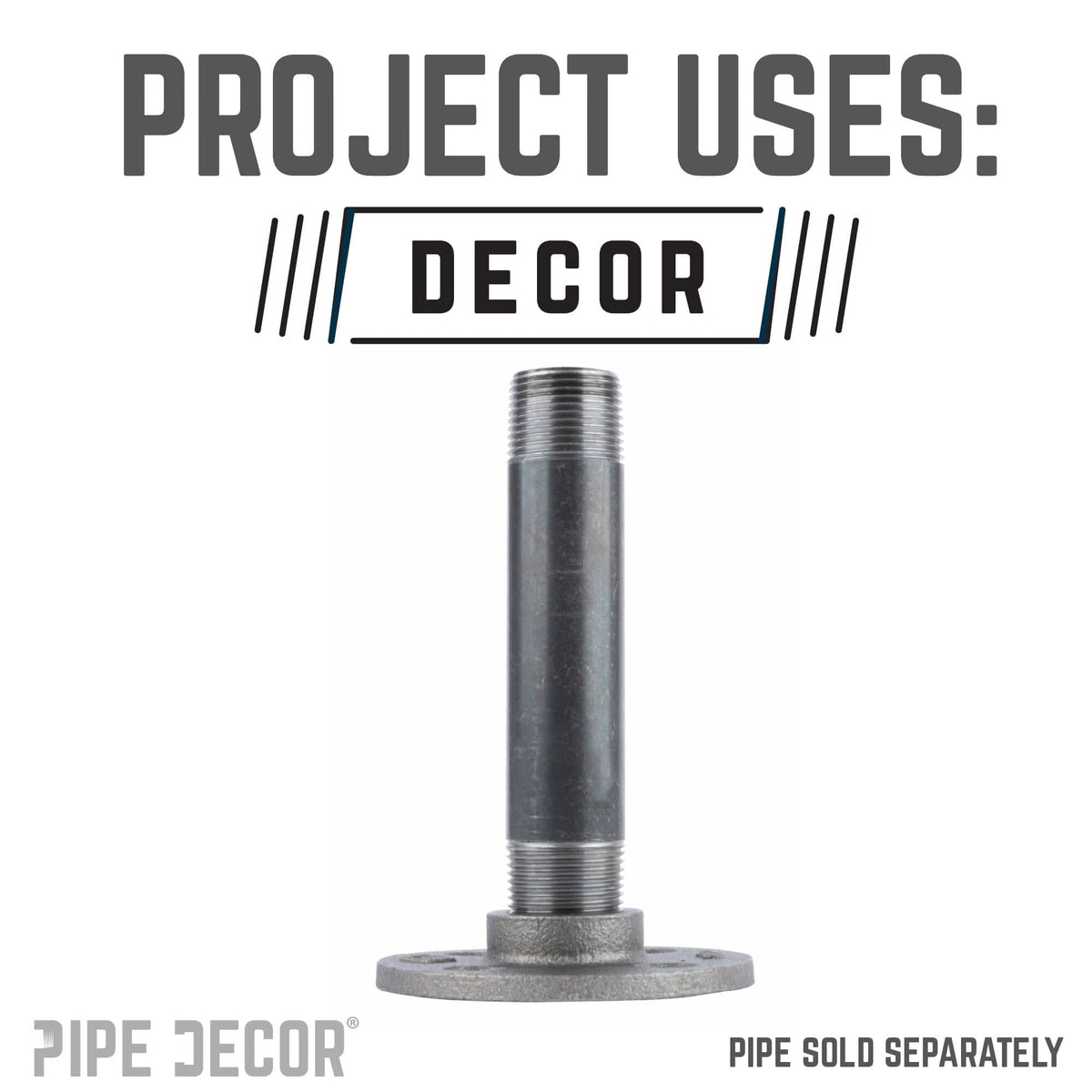 PIPE DECOR 1/2 in. black iron mini flange pipe fitting, view 5
