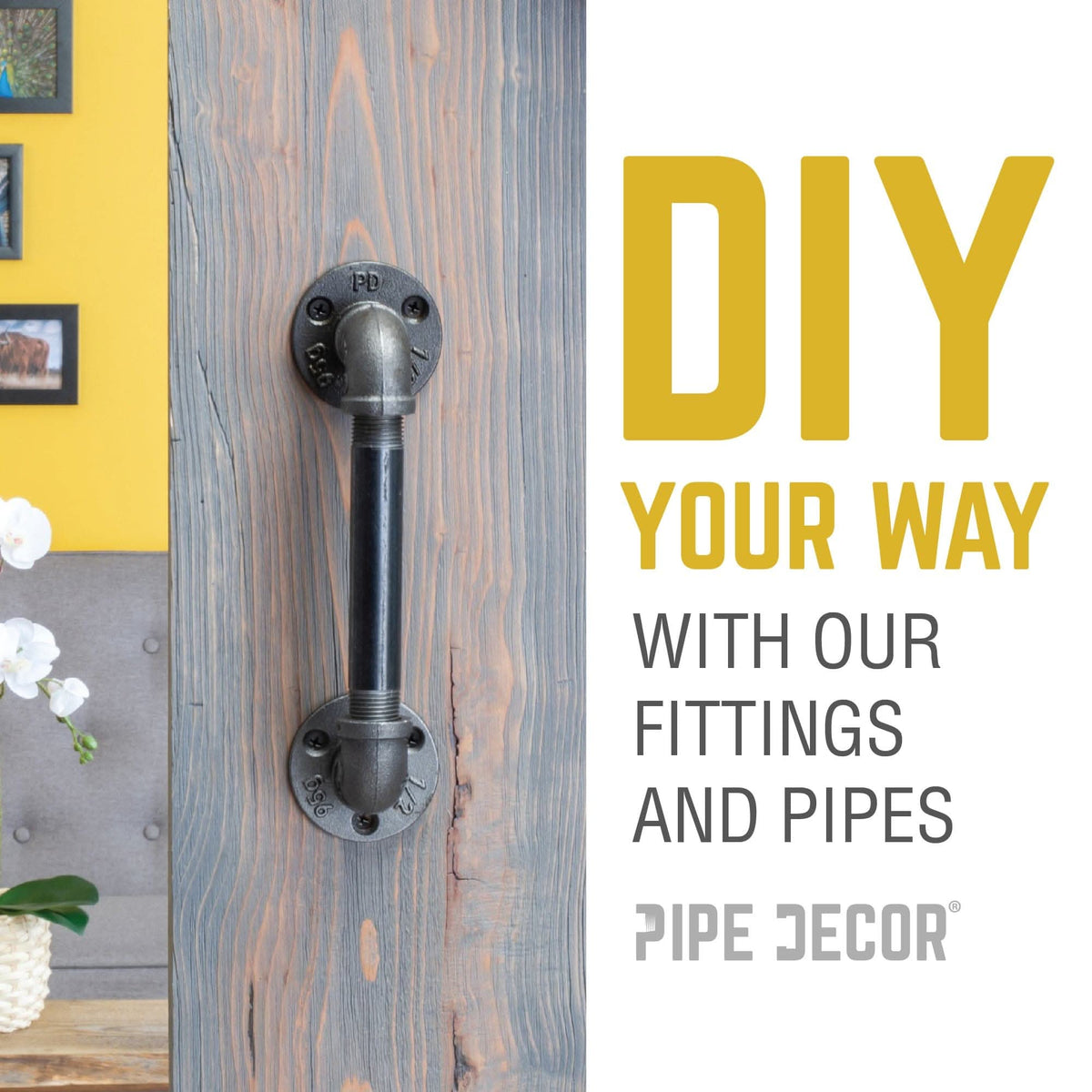 PIPE DECOR 1/2 in. black iron mini flange pipe fitting, view 6