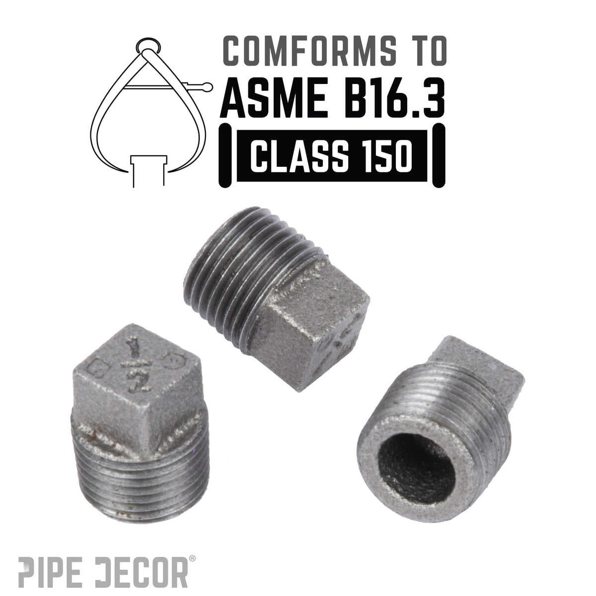 PIPE DECOR 1/2 in. black iron plug pipe fitting, view 4