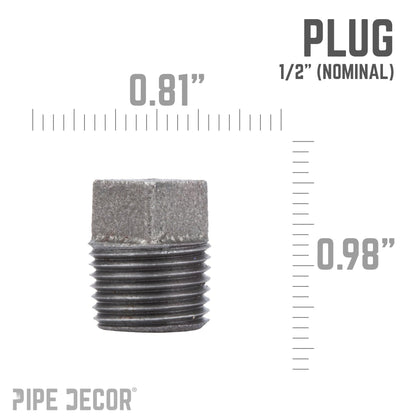 PIPE DECOR 1/2 in. black iron plug pipe fitting, view 2