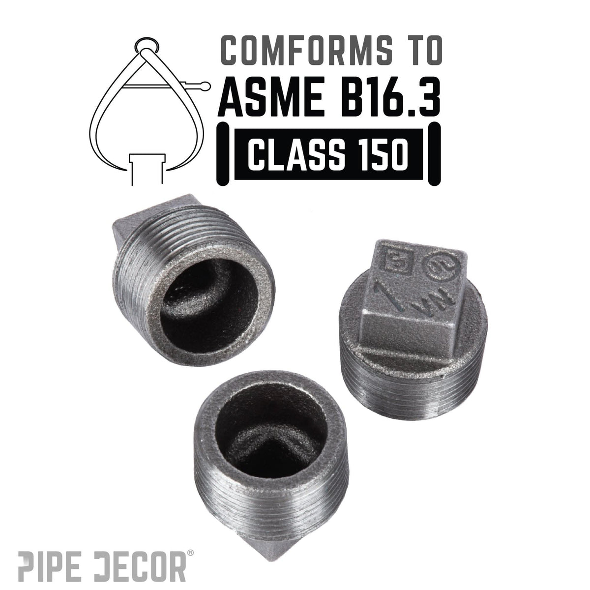 PIPE DECOR 1 in. black iron plug pipe fitting, view 4