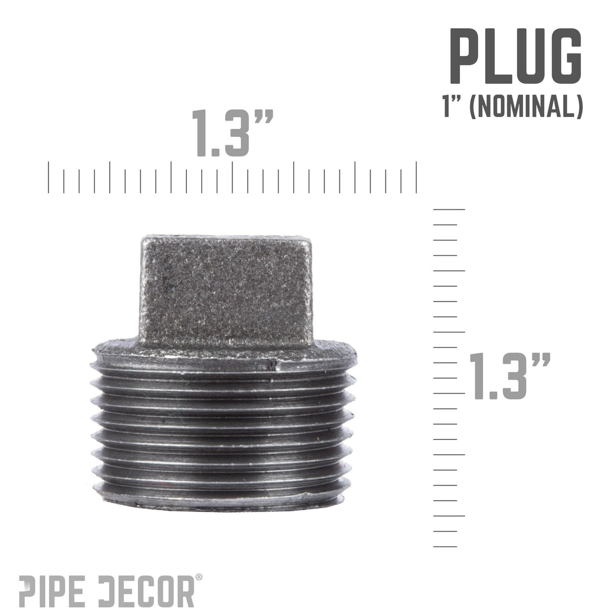 PIPE DECOR 1 in. black iron plug pipe fitting, view 2