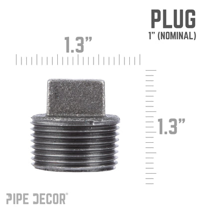 PIPE DECOR 1 in. black iron plug pipe fitting, view 2