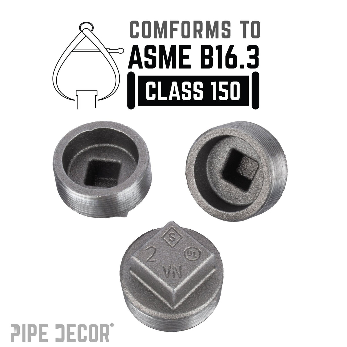 PIPE DECOR 2 in. black iron plug pipe fitting, view 4