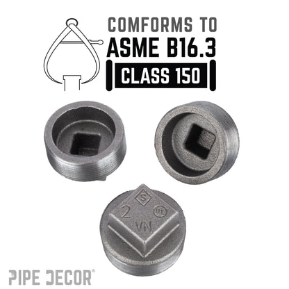 PIPE DECOR 2 in. black iron plug pipe fitting, view 4