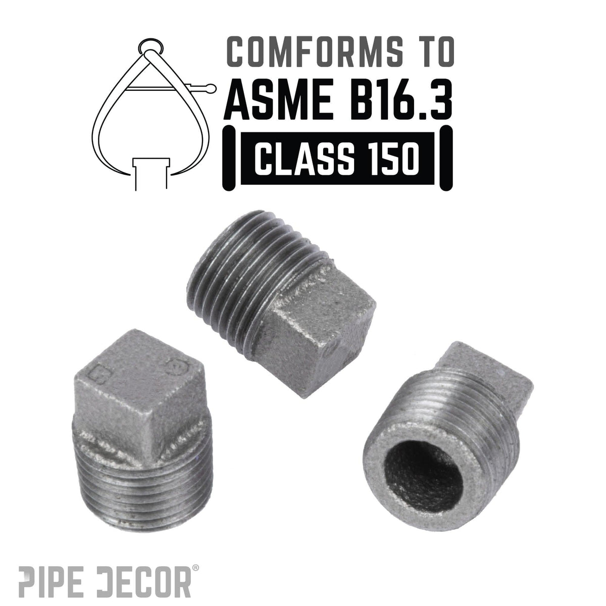 PIPE DECOR 3/8 in. black iron plug pipe fitting, view 4