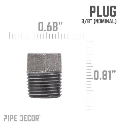 PIPE DECOR 3/8 in. black iron plug pipe fitting, view 2