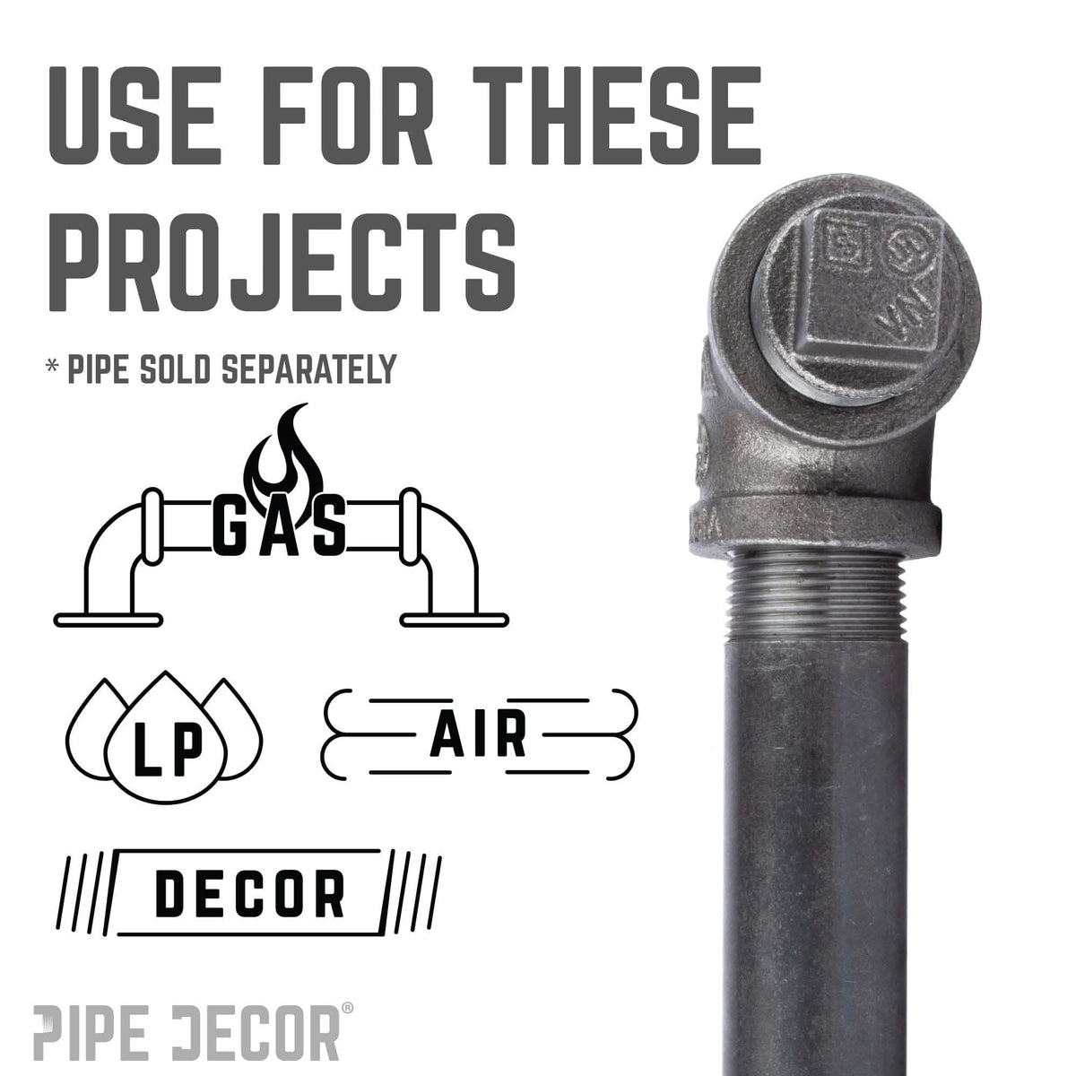 PIPE DECOR 3/8 in. black iron plug pipe fitting, view 5