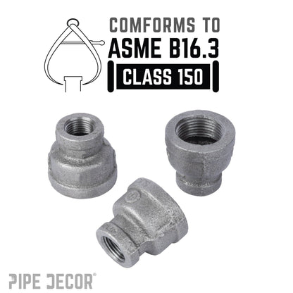 PIPE DECOR 1-1/2 in. x 1/2 in. black iron reducing coupling pipe fitting