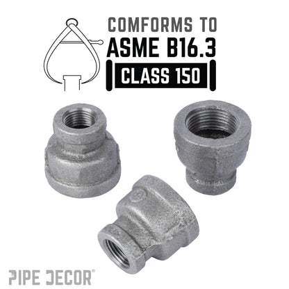 PIPE DECOR 1-1/2 in. x 1 in. black iron reducing coupling pipe fitting