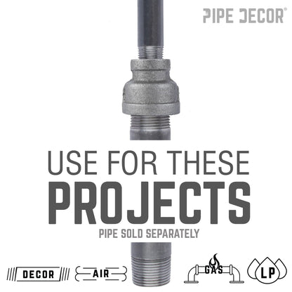 PIPE DECOR 1-1/2 in. x 1 in. black iron reducing coupling pipe fitting
