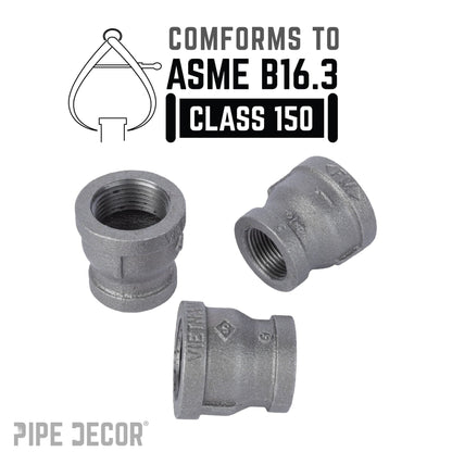 PIPE DECOR 1 in. x 3/4 in. black iron reducing coupling pipe fitting, view 4
