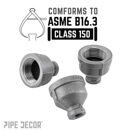 PIPE DECOR 2 in. x 1/2 in. black iron reducing coupling pipe fitting, view 4