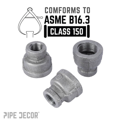 PIPE DECOR 2 in. x 1 in. black iron reducing coupling pipe fitting, view 4
