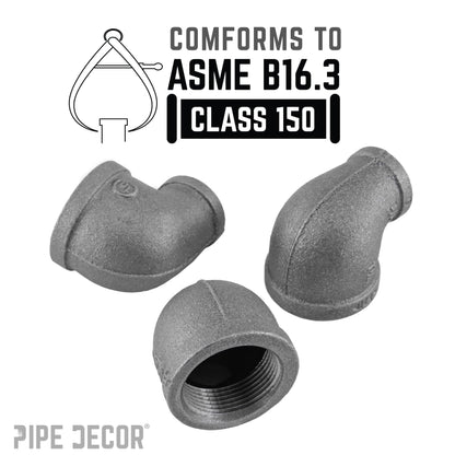 PIPE DECOR 1-1/4 in. x 3/4 in. black iron reducing elbow pipe fitting, view 4