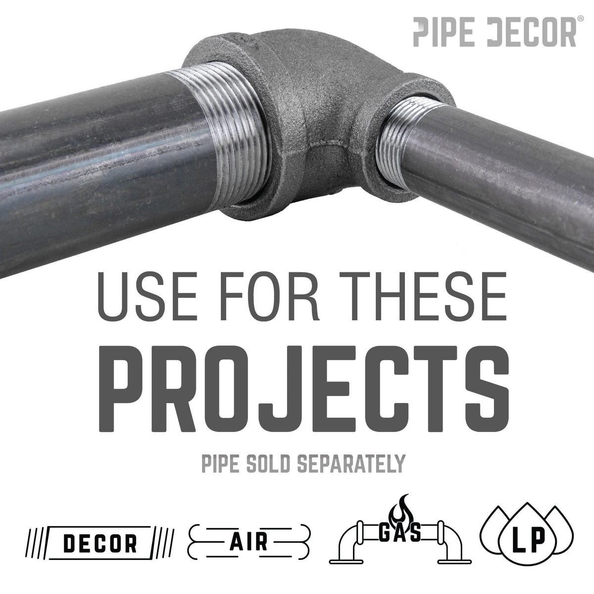 PIPE DECOR 1-1/4 in. x 3/4 in. black iron reducing elbow pipe fitting, view 5