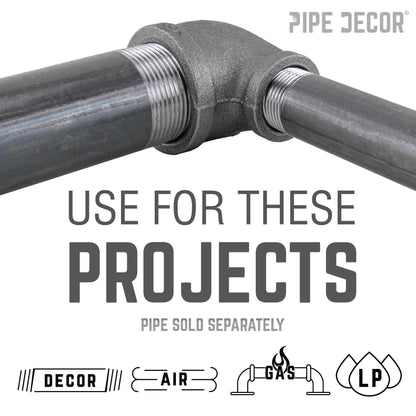 PIPE DECOR 1-1/4 in. x 3/4 in. black iron reducing elbow pipe fitting, view 5
