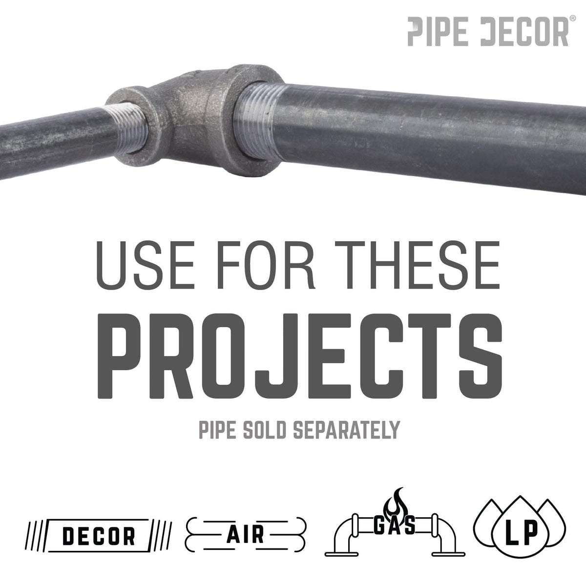 PIPE DECOR 1/2 in. x 3/8 in. black iron reducing elbow pipe fitting, view 5