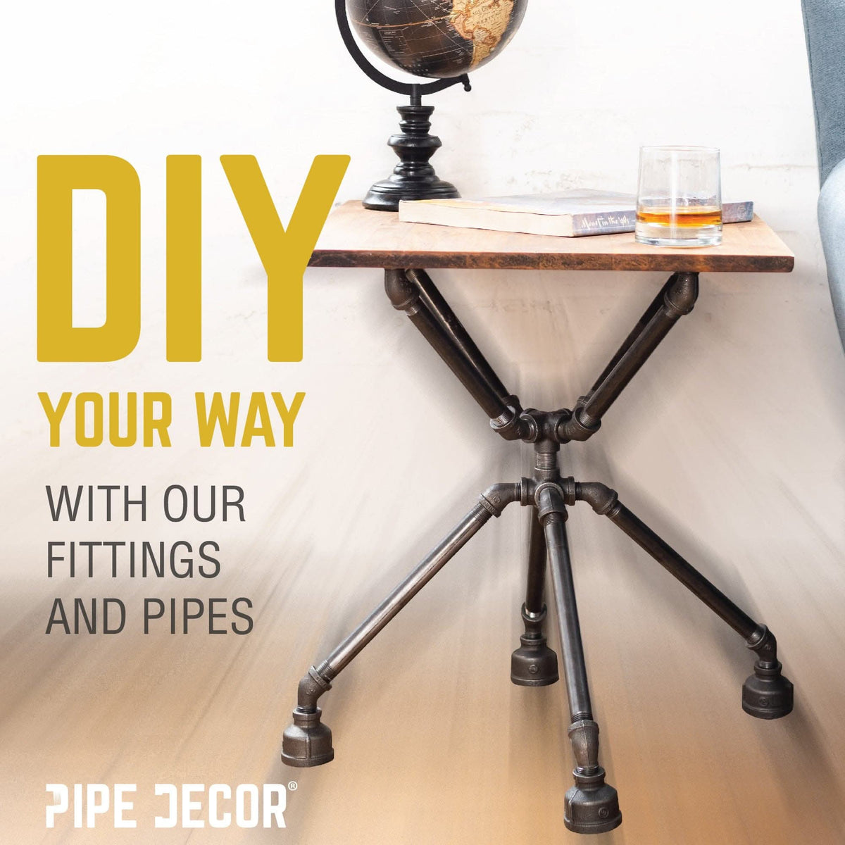 PIPE DECOR 1/2 in. x 3/8 in. black iron reducing elbow pipe fitting, view 6