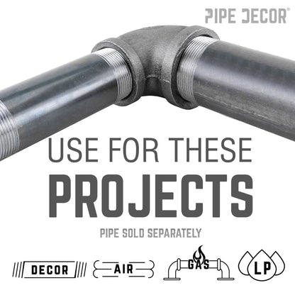 PIPE DECOR 2 in. x 1-1/2 in. black iron reducing elbow pipe fitting, view 5