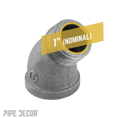 PIPE DECOR 1 in. black iron 45 degree street elbow pipe fitting, view 3