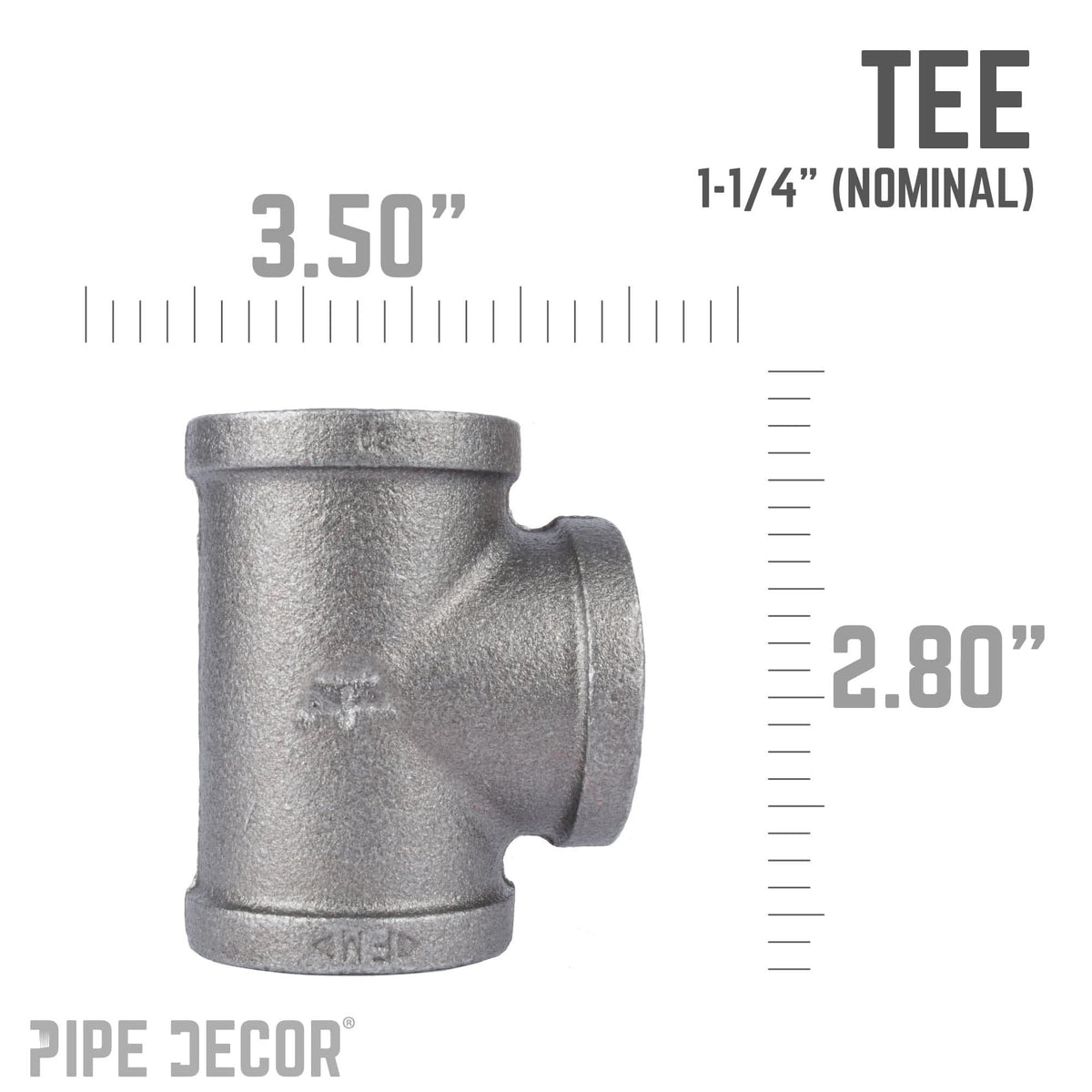 PIPE DECOR 1-1/4 in. black iron tee pipe fitting