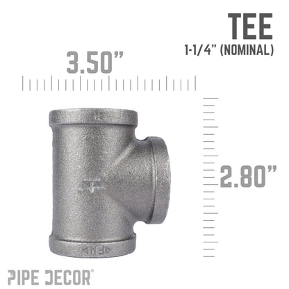 PIPE DECOR 1-1/4 in. black iron tee pipe fitting